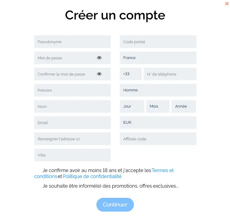 Processus d'inscription Chips GG Casino