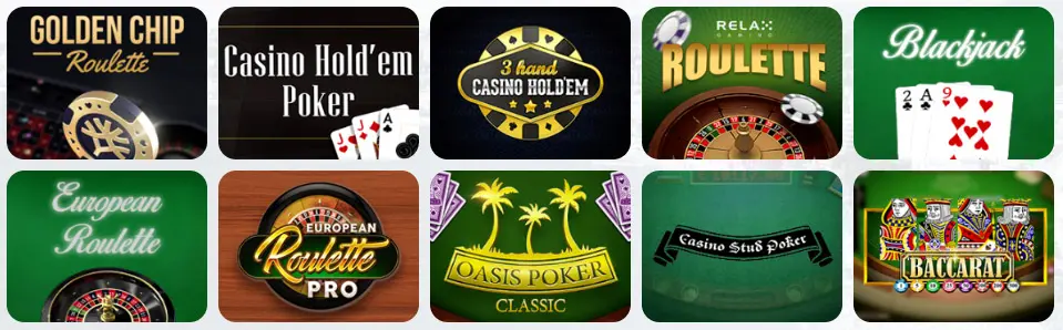 Jeux de table au CHIPS GG CASINO